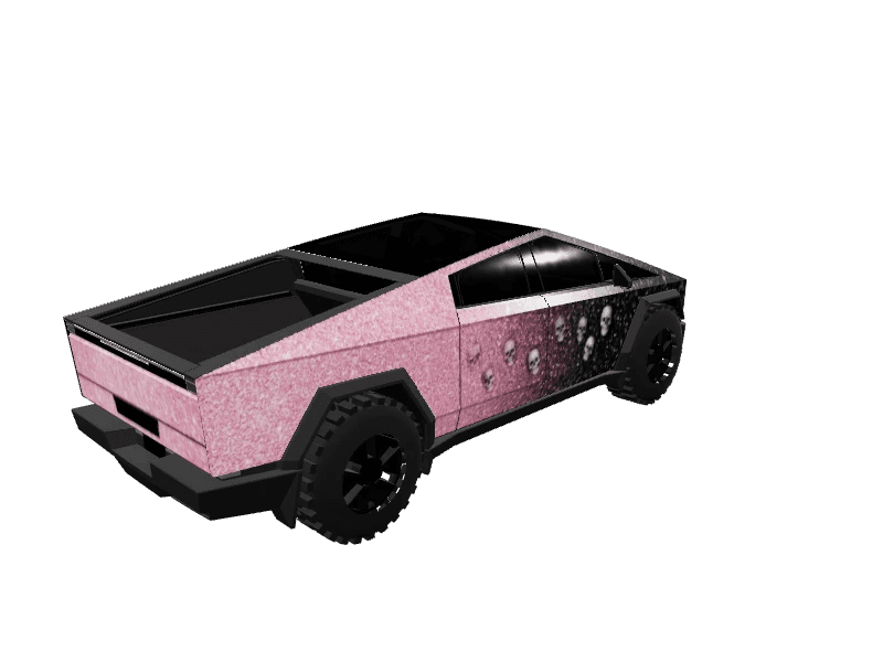 Glitter Skull Reaper Ombre custom Tesla Cybertruck wrap design