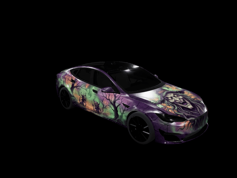 Halloween Witch Scary Art custom Tesla Model S wrap design