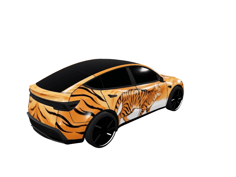 Tiger Stripe Animal Print custom Tesla Model Y wrap design