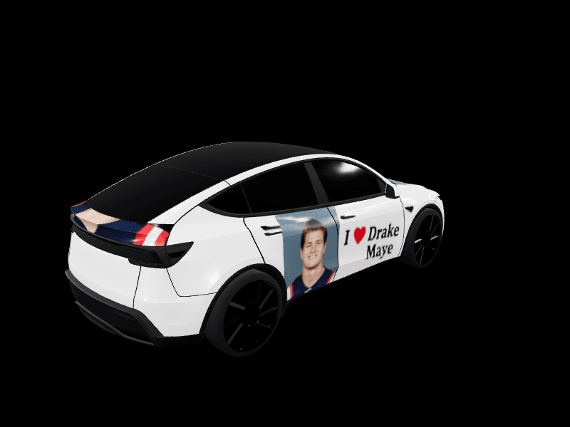 Drake Maye Lover custom Tesla Model Y wrap design