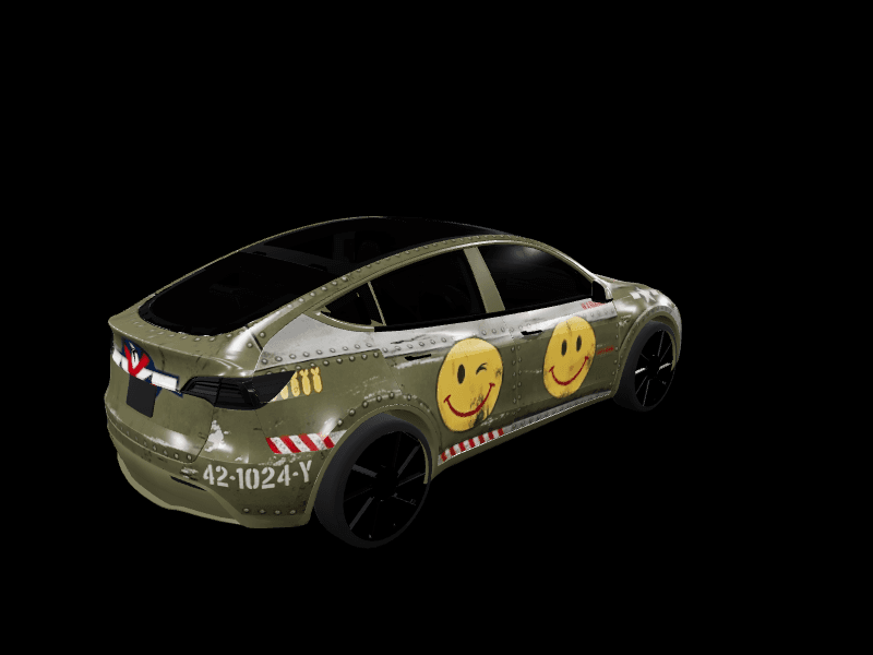 Warbird Winking Ace custom Tesla Model Y wrap design