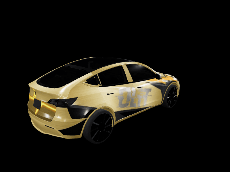 Gold Pulse Tech custom Tesla Model Y wrap design