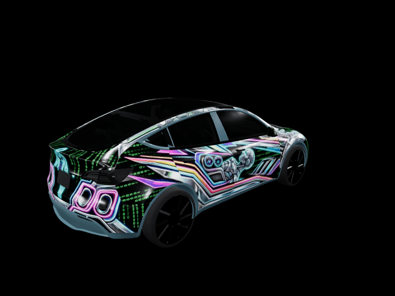 Matrix Cyber Racer custom Tesla Model Y wrap design