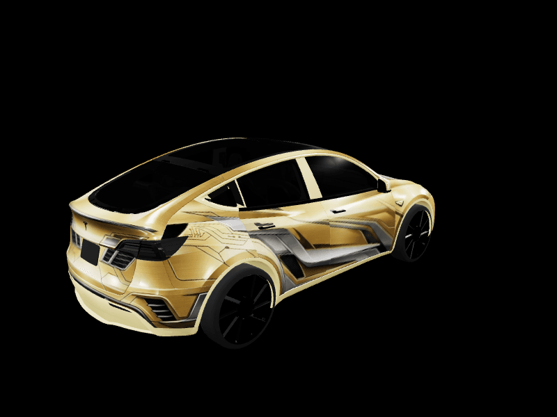 Gilded Circuit Racer custom Tesla Model Y wrap design