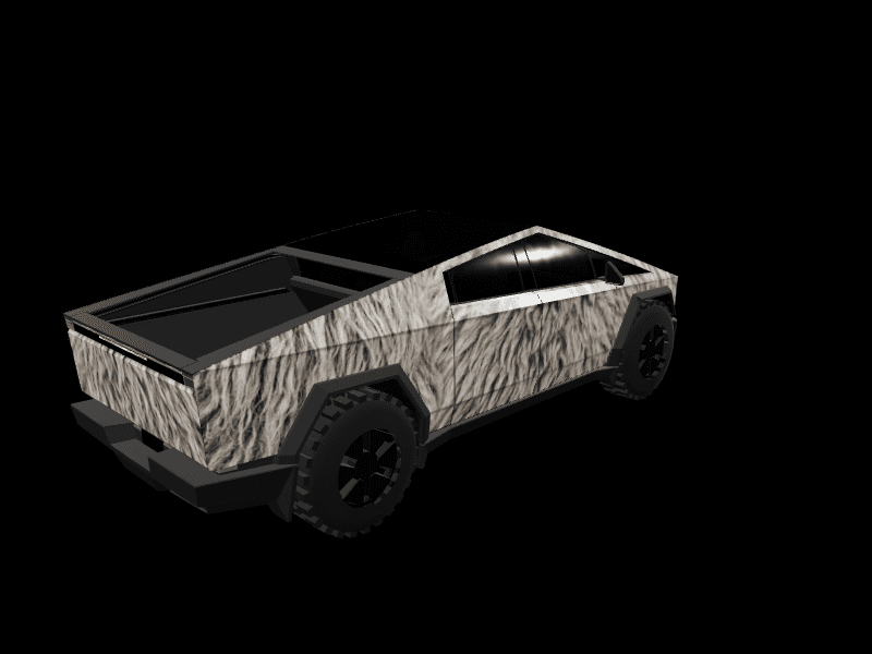Furry Poodle Companion custom Tesla Cybertruck wrap design