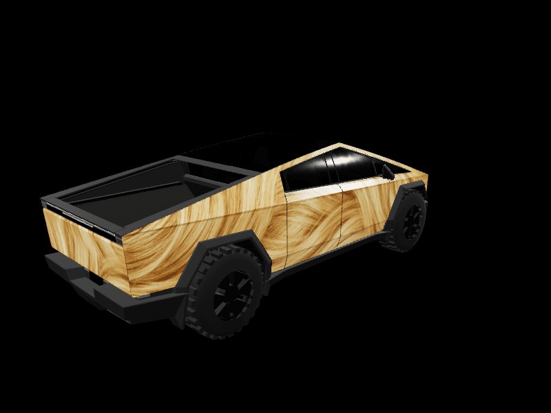 Golden Hair Pattern custom Tesla Cybertruck wrap design
