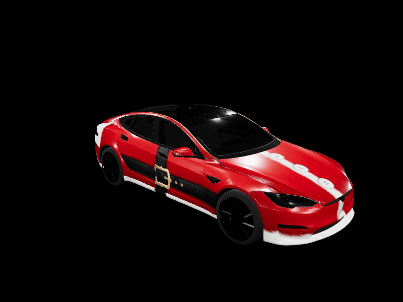 Santa Claus Red Holiday custom Tesla Model S wrap design