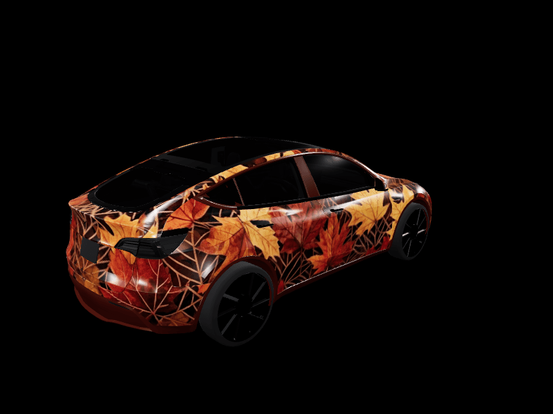 Autumn Leaf Fall Pattern custom Tesla Model Y wrap design