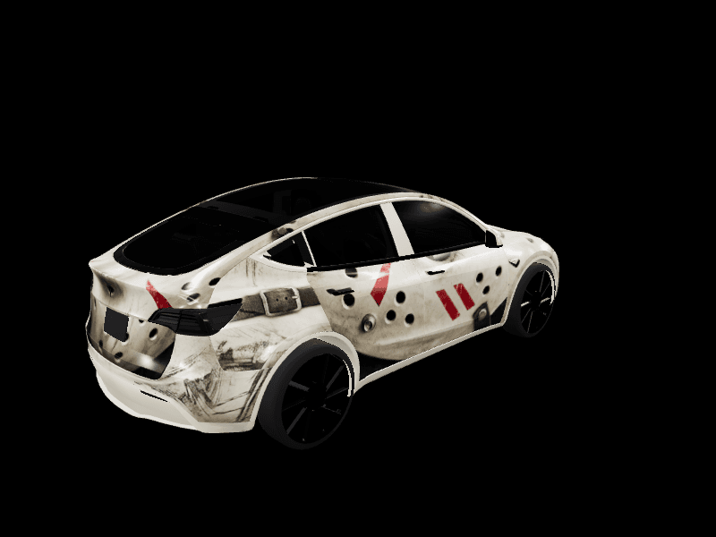 Horror Mask Graphic custom Tesla Model Y wrap design