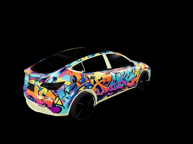 Urban Graffiti Train custom Tesla Model Y wrap design