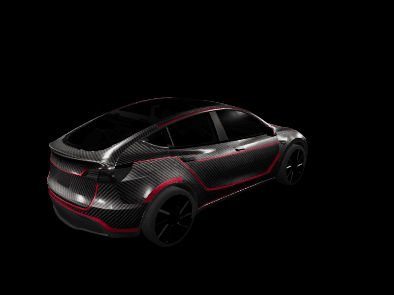 Carbon Fiber Redline Stripe custom Tesla Model Y wrap design