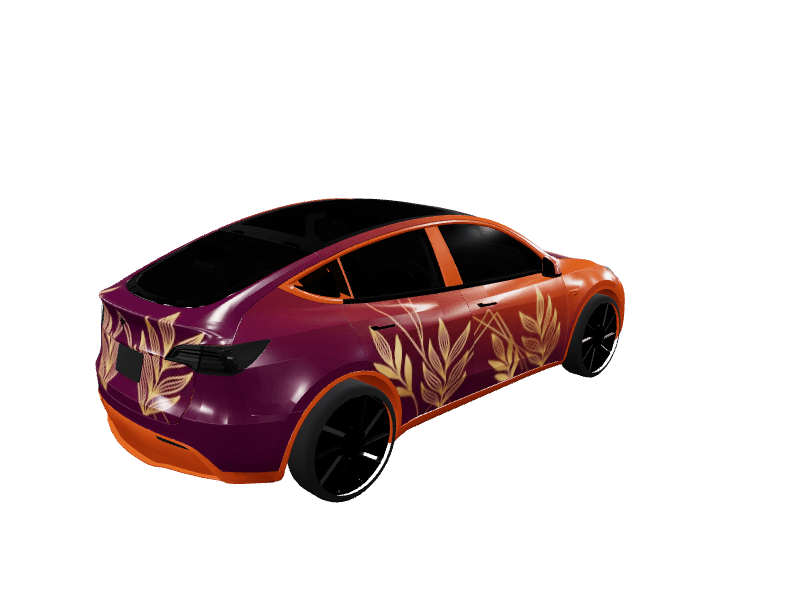 Autumn Leaf Gradient custom Tesla Model Y wrap design