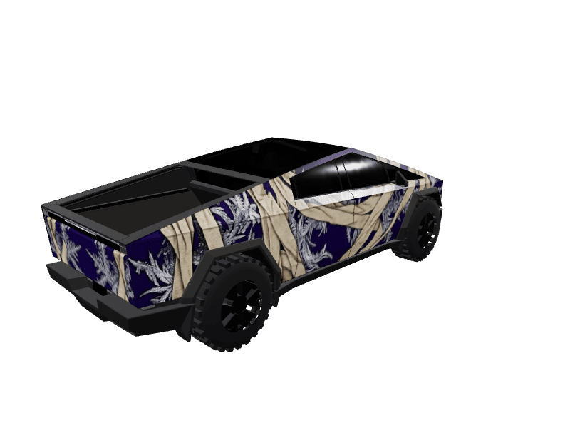 Mummy Satin Violet custom Tesla Cybertruck wrap design