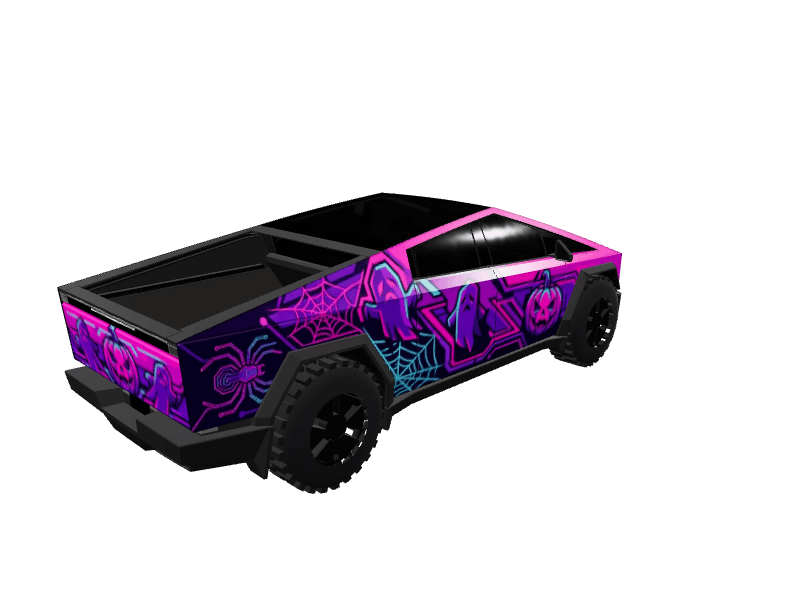 Neon Halloween Cyberpunk custom Tesla Cybertruck wrap design