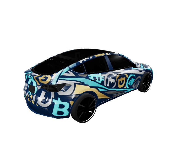 Crypto Neon Bitcoin Pattern custom Tesla Model Y wrap design