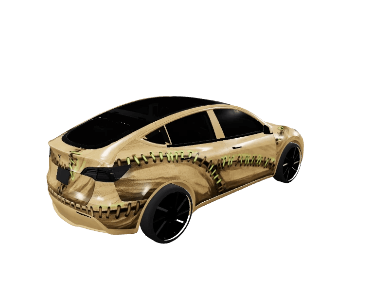 Spooky Burlap Monster Matte custom Tesla Model Y wrap design