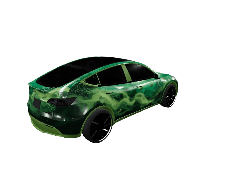 Spooky Green Turtle Matte custom Tesla Model Y wrap design
