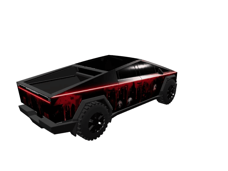 Matte Blood Red Horror custom Tesla Cybertruck wrap design