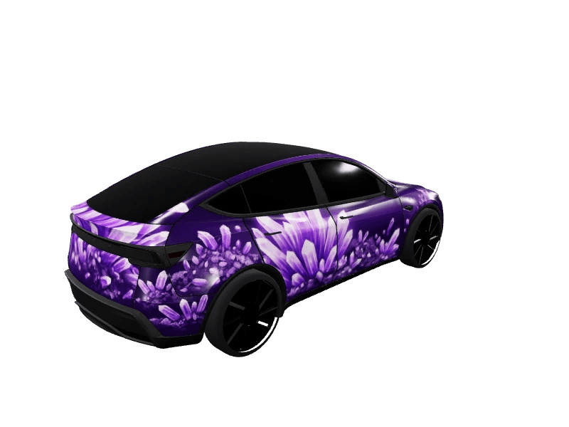 Glowing Amethyst Crystal custom Tesla Model Y wrap design