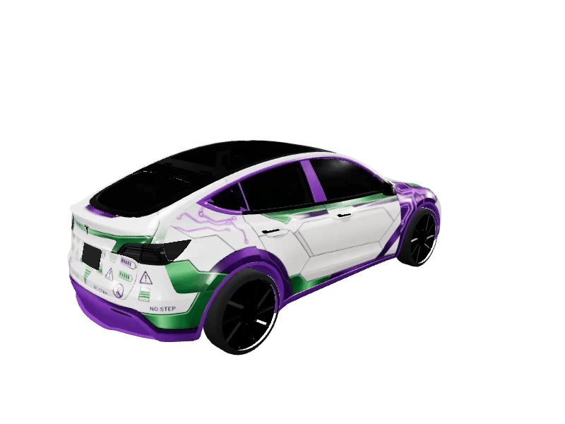 Space Ranger Armor Tech custom Tesla Model Y wrap design