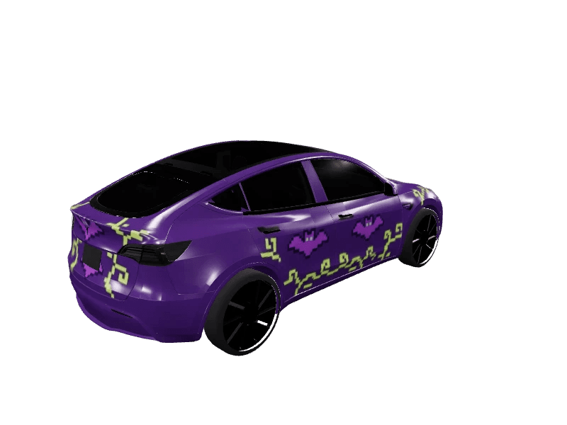 Pixel Halloween Pumpkin custom Tesla Model Y wrap design