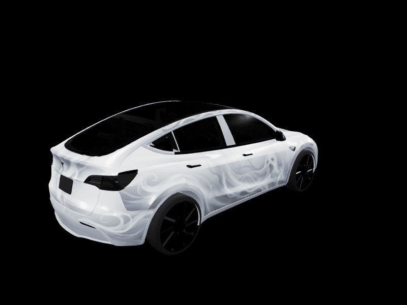 Ghostly Smoke Matte custom Tesla Model Y wrap design