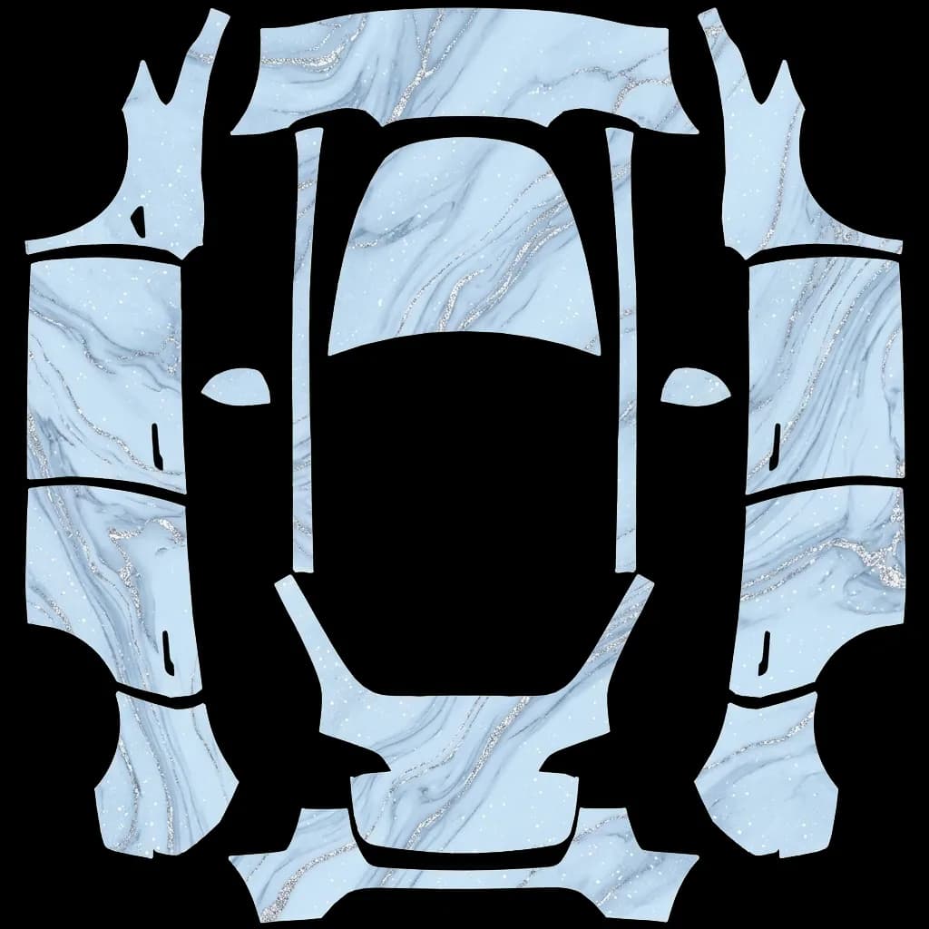 Pastel Blue Marble Gloss: flat Tesla Paint Shop wrap file for the Tesla Model Y
