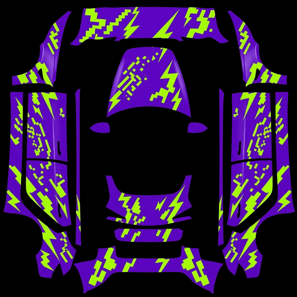Neon Pixel Arcade: flat Tesla Paint Shop wrap file for the Tesla Model 3