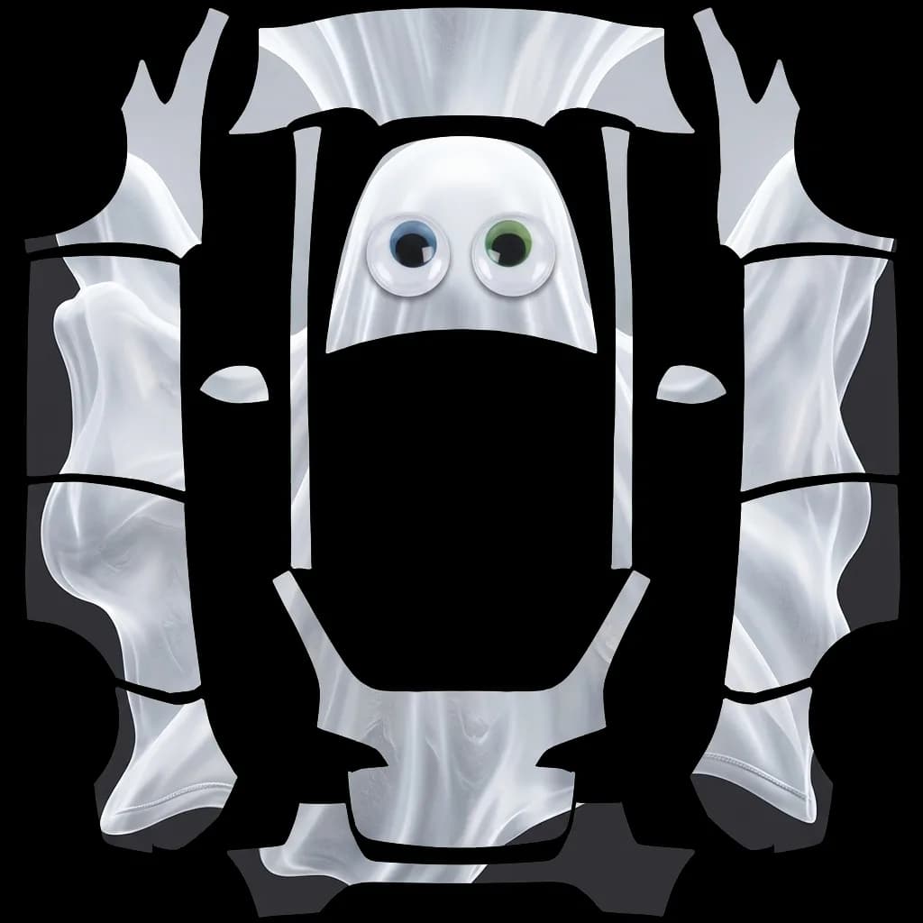 Ghost White Liquid Flow: flat Tesla Paint Shop wrap file for the Tesla Model Y