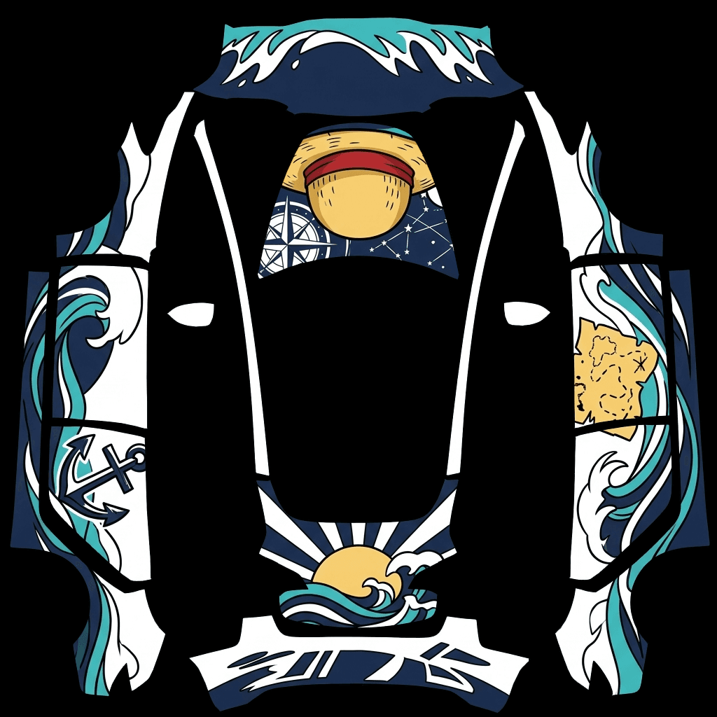 Great Wave Japanese Art: flat Tesla Paint Shop wrap file for the Tesla Model 3