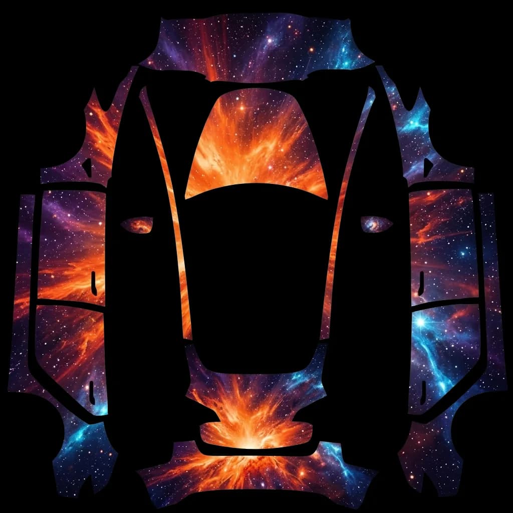 Galaxy Burst Orange Nebula: flat Tesla Paint Shop wrap file for the Tesla Model 3