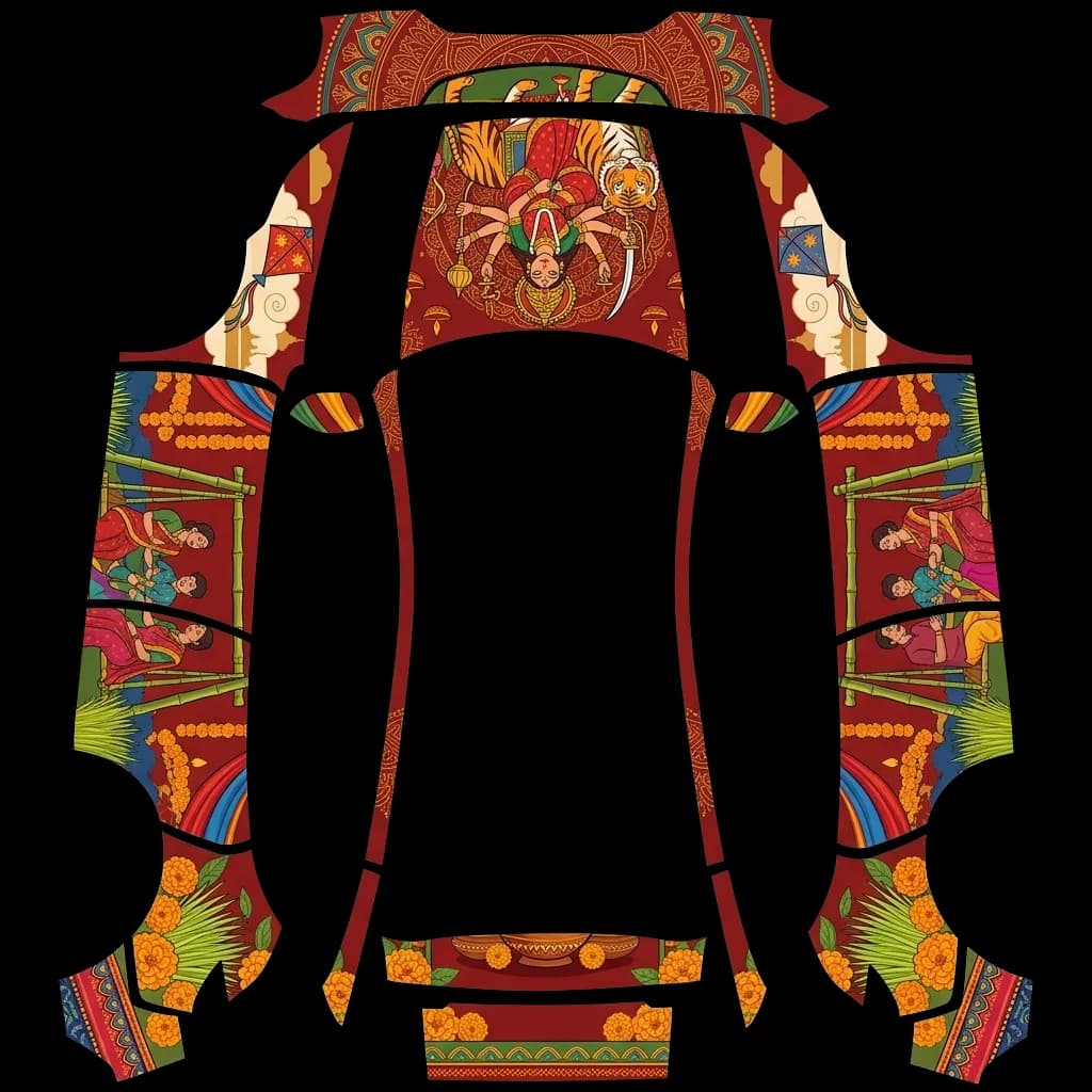 Nepal Festival Dashain: flat Tesla Paint Shop wrap file for the Tesla Model Y