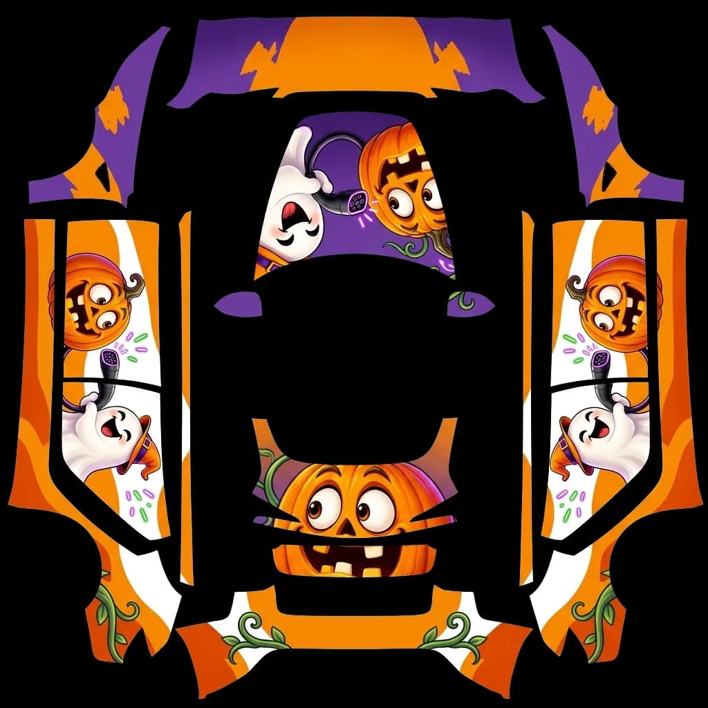 Spooky Pumpkin Halloween Graphic: flat Tesla Paint Shop wrap file for the Tesla Model 3