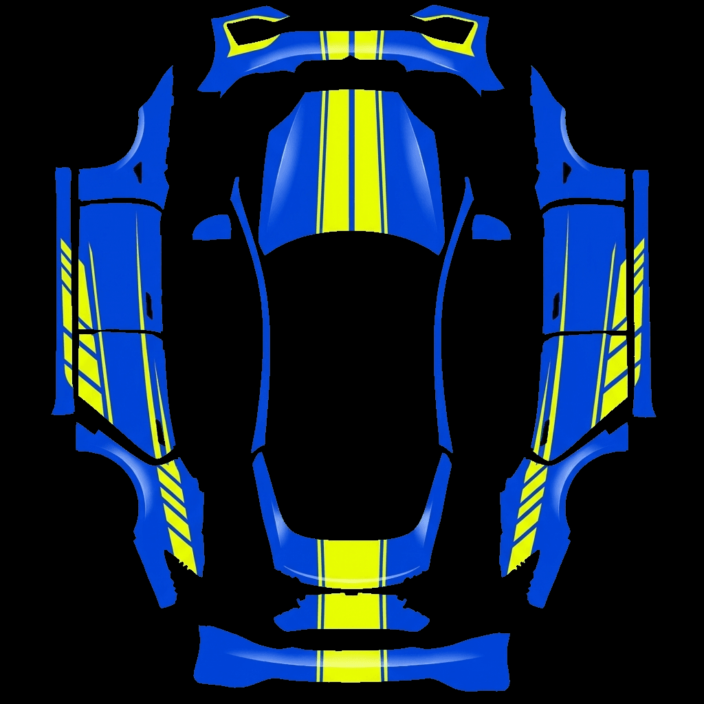 Blue Racing Stripe Tech: flat Tesla Paint Shop wrap file for the Tesla Model S