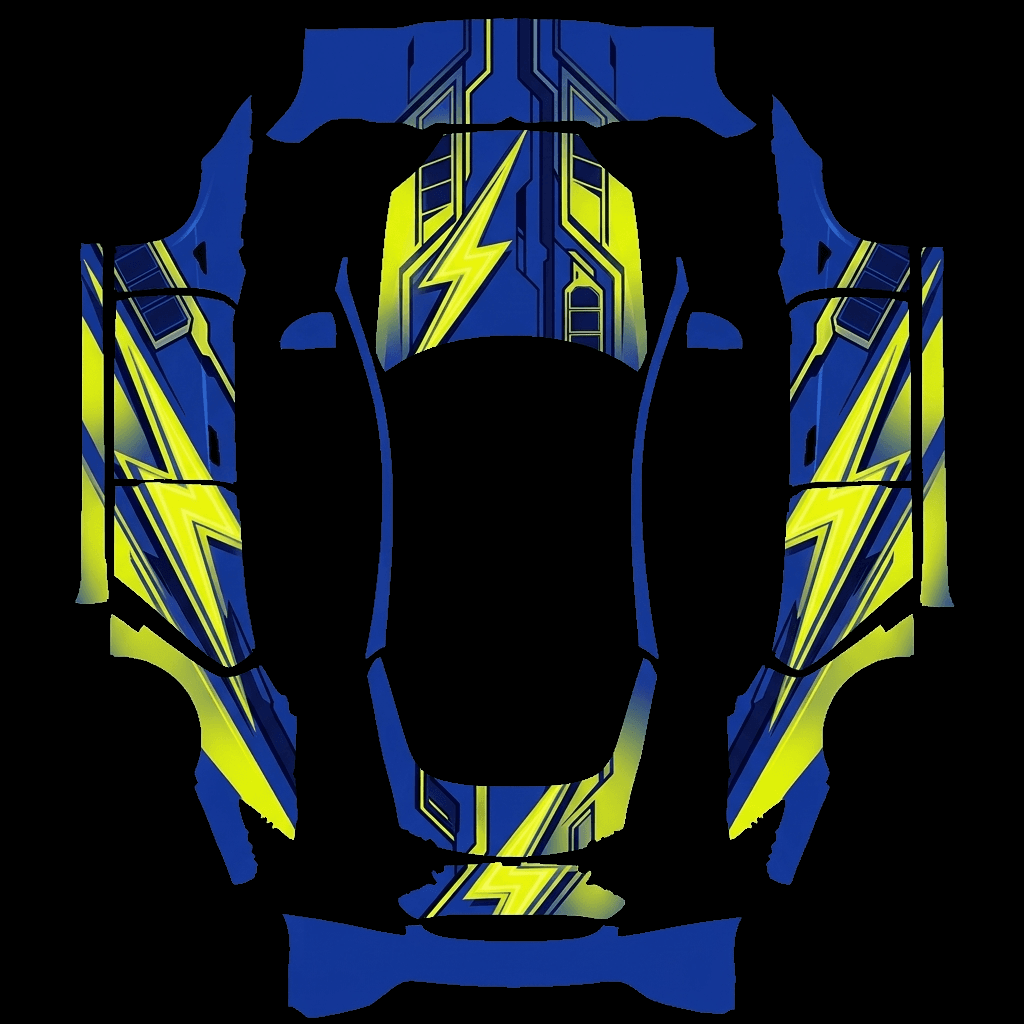 Electric Lightning Blue: flat Tesla Paint Shop wrap file for the Tesla Model S