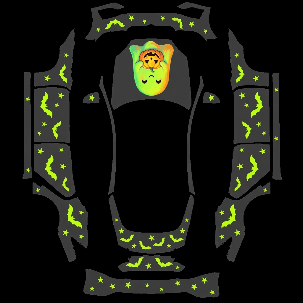 Matte Charcoal Halloween Ghost: flat Tesla Paint Shop wrap file for the Tesla Model S