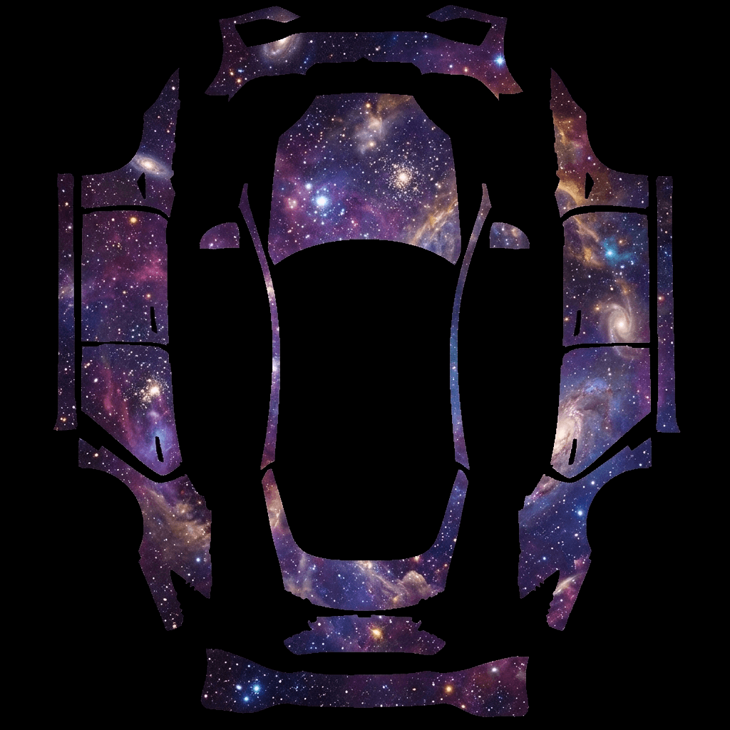 Cosmic Galaxy Space: flat Tesla Paint Shop wrap file for the Tesla Model S