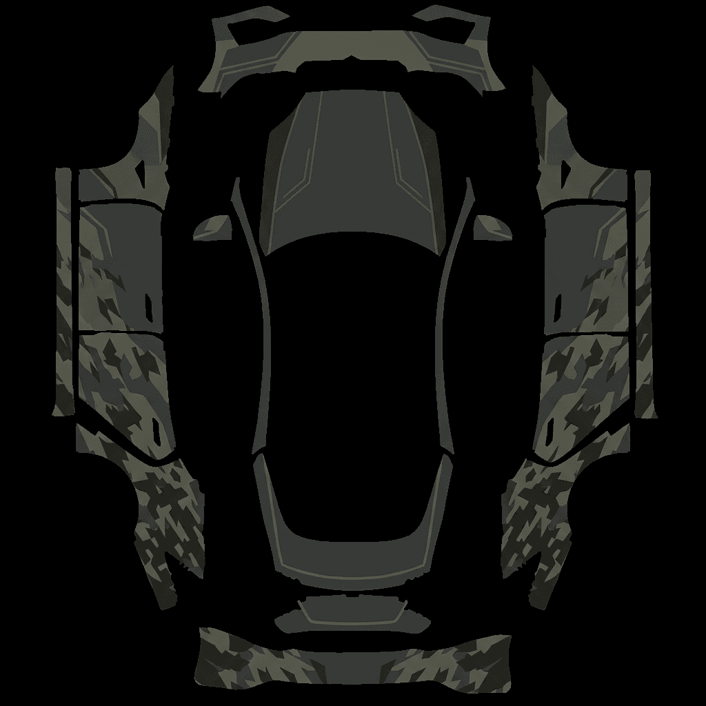 Matte Tactical Camo Charcoal: flat Tesla Paint Shop wrap file for the Tesla Model S