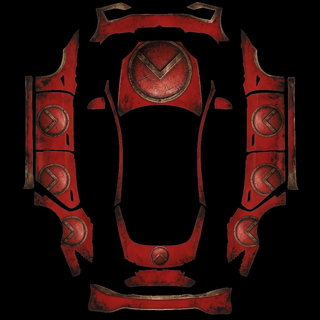 Matte Spartan Warrior Shield: flat Tesla Paint Shop wrap file for the Tesla Model S