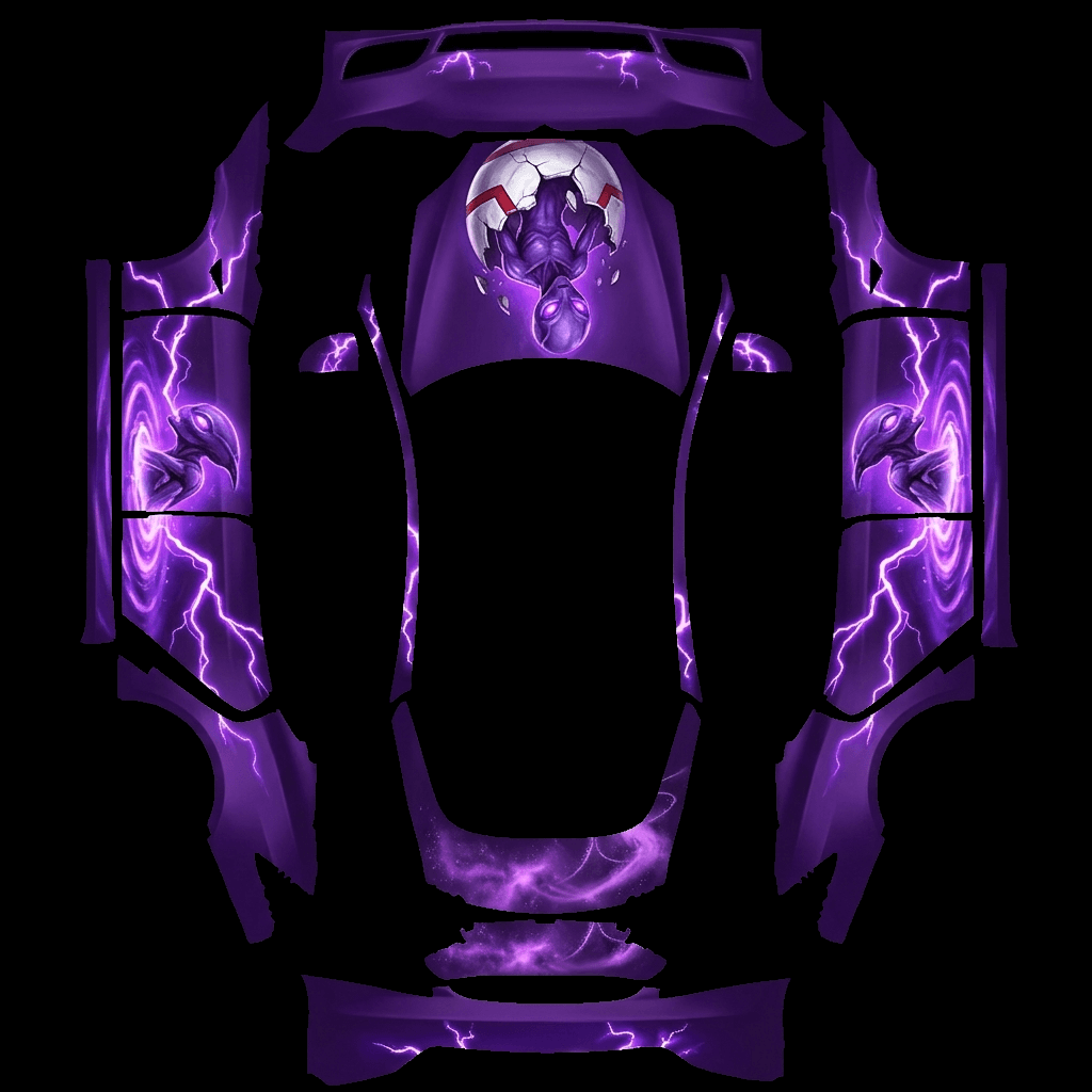 Neon Alien Purple Lightning: flat Tesla Paint Shop wrap file for the Tesla Model S