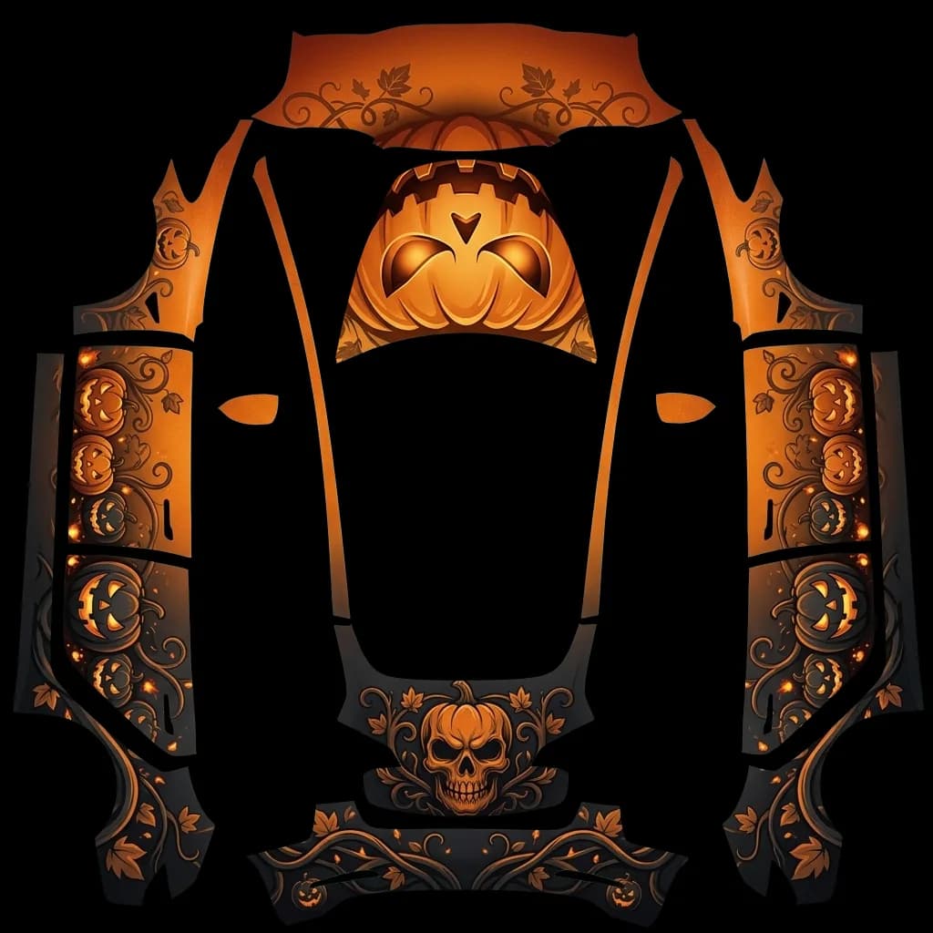 Spooky Pumpkin Halloween: flat Tesla Paint Shop wrap file for the Tesla Model 3