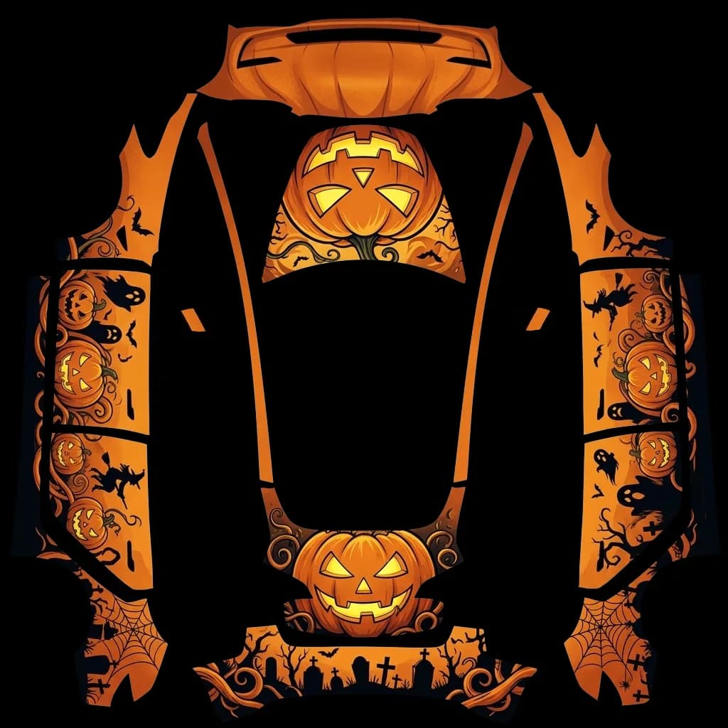 Halloween Pumpkin Graphic: flat Tesla Paint Shop wrap file for the Tesla Model 3