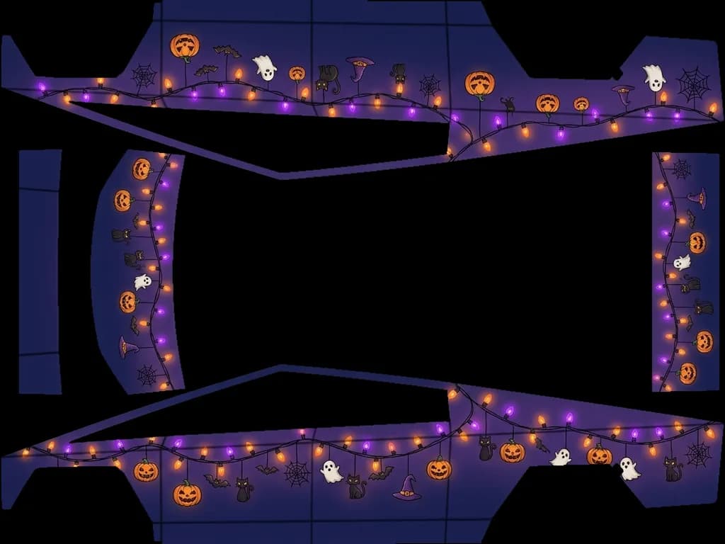 Halloween Pumpkin Light: flat Tesla Paint Shop wrap file for the Tesla Cybertruck