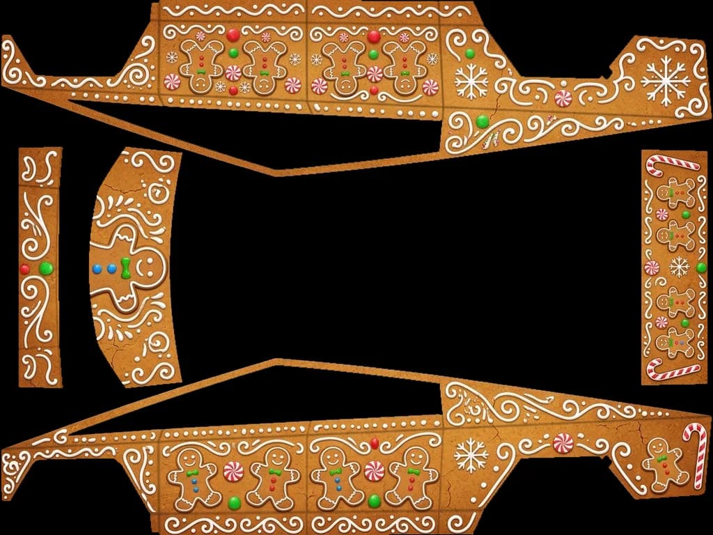 Gingerbread Cookie Holiday: flat Tesla Paint Shop wrap file for the Tesla Cybertruck