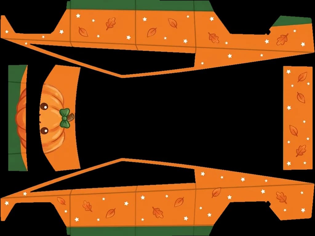 Kawaii Pumpkin Patch Orange: flat Tesla Paint Shop wrap file for the Tesla Cybertruck
