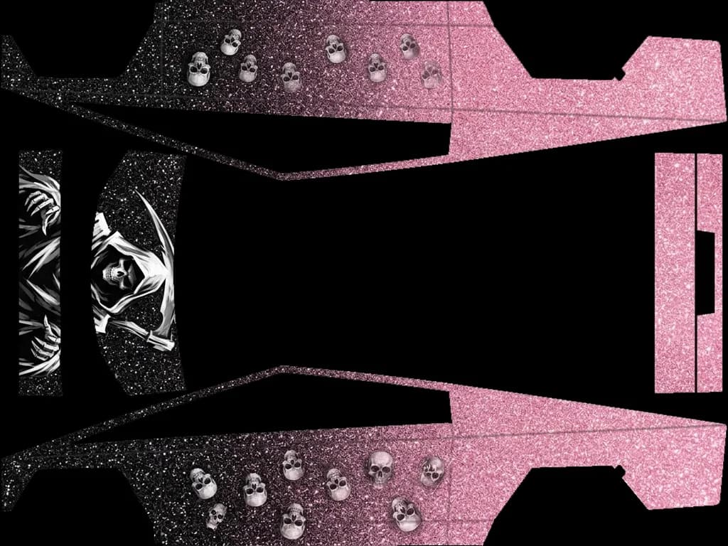 Glitter Skull Reaper Ombre: flat Tesla Paint Shop wrap file for the Tesla Cybertruck