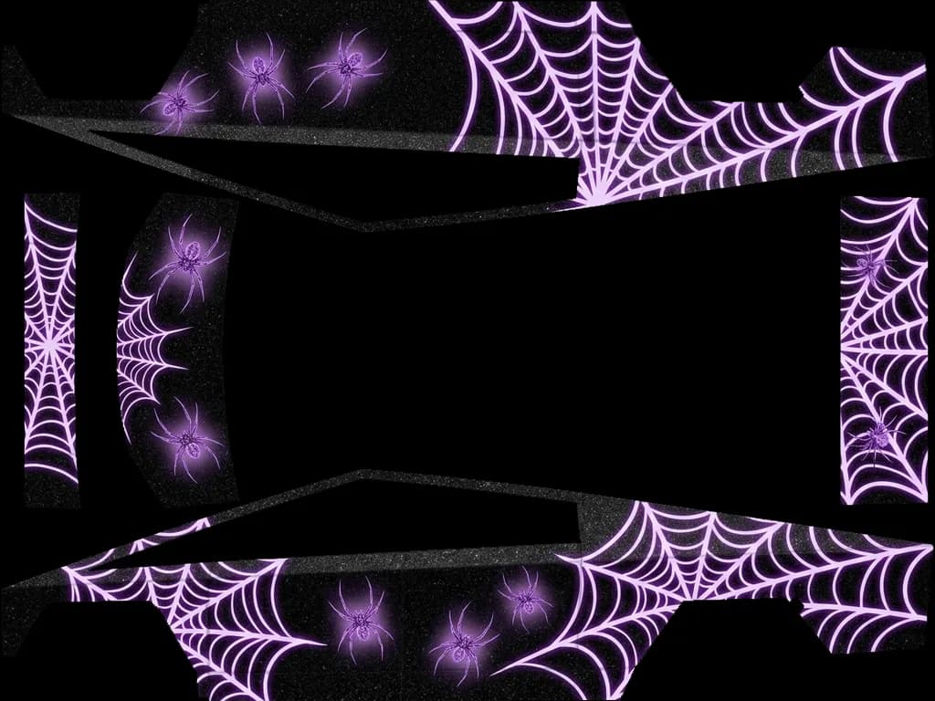 Glowing Purple Spider Web: flat Tesla Paint Shop wrap file for the Tesla Cybertruck