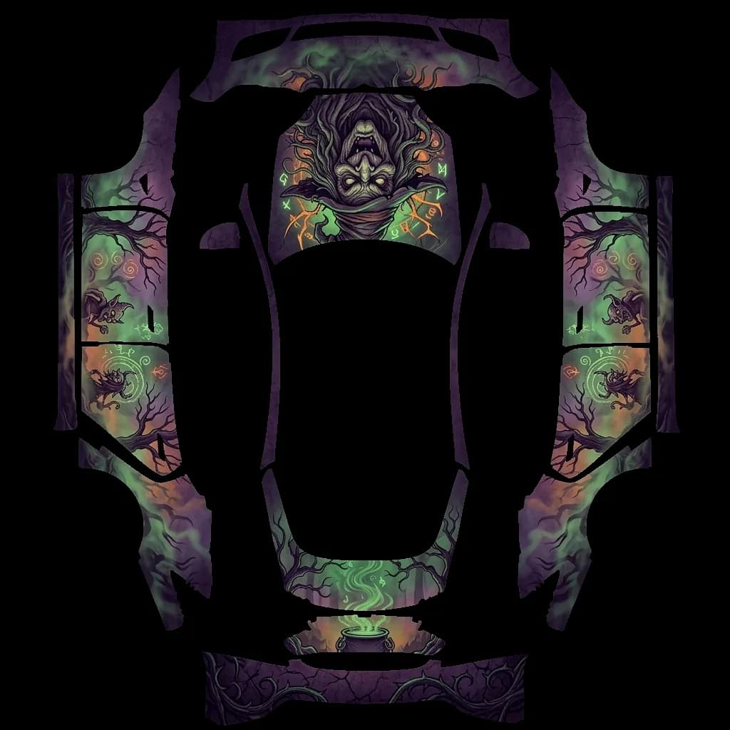 Halloween Witch Scary Art: flat Tesla Paint Shop wrap file for the Tesla Model S