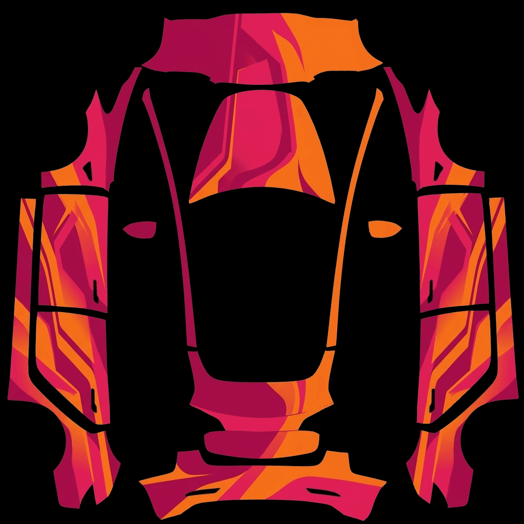 Neon Sunset Abstract Stripes: flat Tesla Paint Shop wrap file for the Tesla Model 3