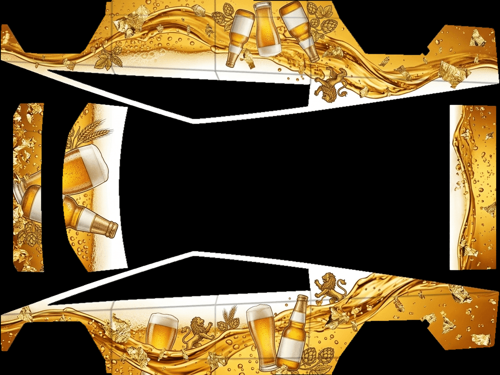 Golden Brew Infusion: flat Tesla Paint Shop wrap file for the Tesla Cybertruck
